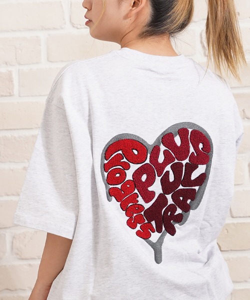 ハート サガラ刺繍 スウェットTシャツ【セットアップ可能】/ Heart Sagara Embroidery Sweat T-Shirt