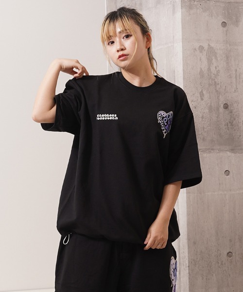 【デサント製】クレージュ　ハート　Heart Tシャツ　バイカラー　42サイズ COMME des GARCONS ハート ロゴ カットソー (COMME des GARCONS