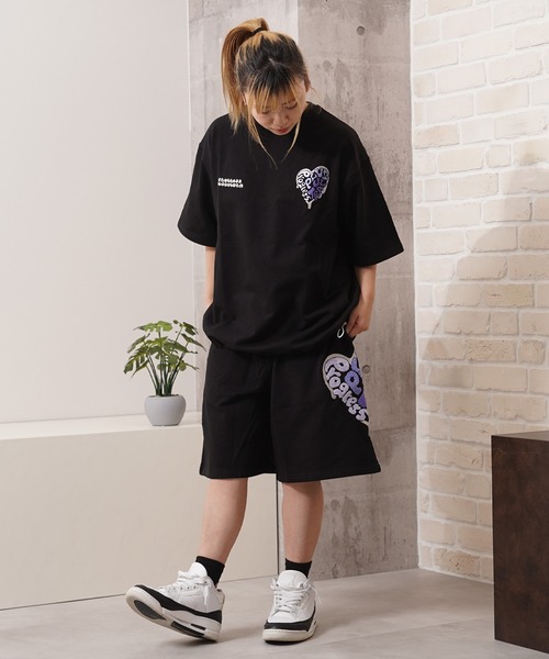 ハート サガラ刺繍 スウェットTシャツ【セットアップ可能】/ Heart Sagara Embroidery Sweat T-Shirt