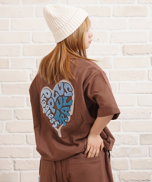 ハート サガラ刺繍 スウェットTシャツ【セットアップ可能】/ Heart Sagara Embroidery Sweat T-Shirt