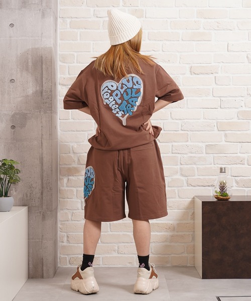 ハート サガラ刺繍 スウェットTシャツ【セットアップ可能】/ Heart Sagara Embroidery Sweat T-Shirt