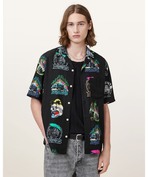ALLSAINTS(オールセインツ)の「GNAR RELAXED FIT HAWAIIAN SHIRT | GNAR リラックス フィット ハワイアン シャツ(シャツ/ブラウス・メンズ・ブラック・S/M/L/XL/XS)」の1枚目の写真