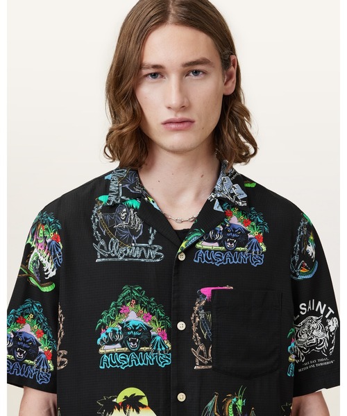 ALLSAINTS(オールセインツ)の「GNAR RELAXED FIT HAWAIIAN SHIRT | GNAR リラックス フィット ハワイアン シャツ(シャツ/ブラウス・メンズ・ブラック・S/M/L/XL/XS)」の2枚目の写真