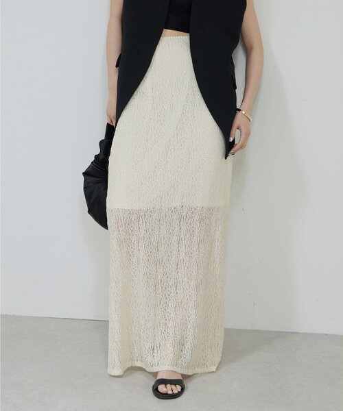 GALLARDAGALANTE（ガリャルダガランテ）の「ラメラッセルスカート（スカート・レディース・アイボリー/ブラック・FREE）」の2枚目の写真