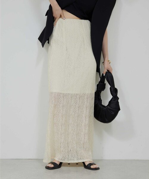 GALLARDAGALANTE（ガリャルダガランテ）の「ラメラッセルスカート（スカート・レディース・アイボリー/ブラック・FREE）」の3枚目の写真