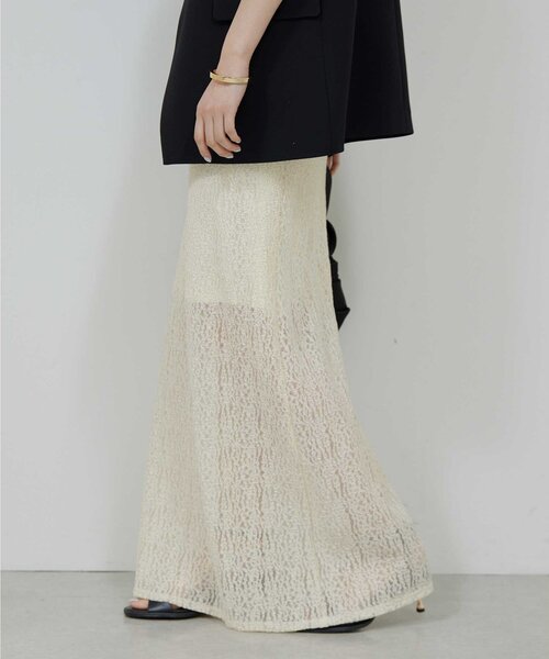 GALLARDAGALANTE（ガリャルダガランテ）の「ラメラッセルスカート（スカート・レディース・アイボリー/ブラック・FREE）」の5枚目の写真