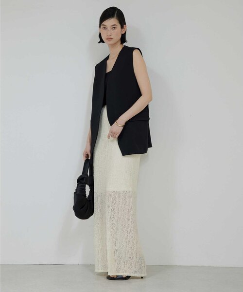 GALLARDAGALANTE（ガリャルダガランテ）の「ラメラッセルスカート（スカート・レディース・アイボリー/ブラック・FREE）」の6枚目の写真