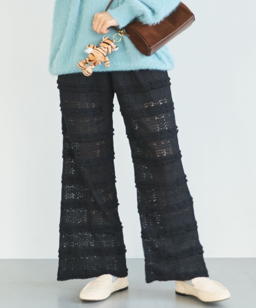 MIRROR STOKE（ミラーストーク）の「【ZOZO限定】LACE PANTS/レースパンツ（その他パンツ・レディース・ブラック/オフホワイト・MEDIUM）」の2枚目の写真