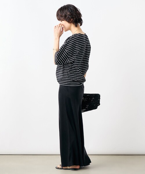 NOLLEY'S ノーリーズ　高機能フィブリルサテンバイヤススカートセットアップ セットアップ対応》高機能 フィブリルサテンバイヤススカート