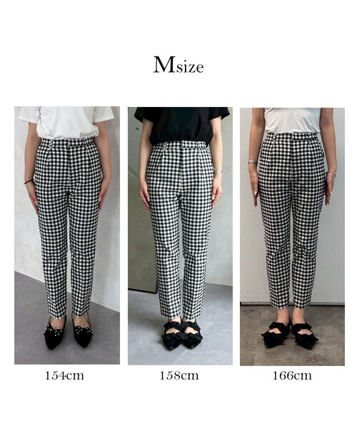 prose verse（プロズヴェール）の「スーパーストレッチギンガムスリムテーパードパンツ（その他パンツ・レディース・ブラック系その他・PL/PM/TM/TL/LARGE/MEDIUM）」の2枚目の写真