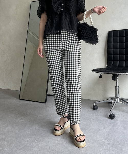 prose verse（プロズヴェール）の「スーパーストレッチギンガムスリムテーパードパンツ（その他パンツ・レディース・ブラック系その他・PL/PM/TM/TL/LARGE/MEDIUM）」の8枚目の写真