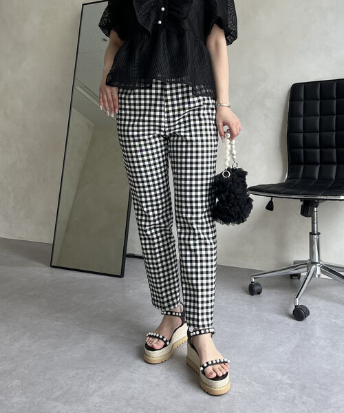 prose verse（プロズヴェール）の「スーパーストレッチギンガムスリムテーパードパンツ（その他パンツ・レディース・ブラック系その他・PL/PM/TM/TL/LARGE/MEDIUM）」の9枚目の写真