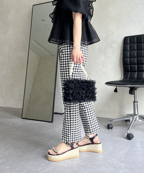 prose verse（プロズヴェール）の「スーパーストレッチギンガムスリムテーパードパンツ（その他パンツ・レディース・ブラック系その他・PL/PM/TM/TL/LARGE/MEDIUM）」の10枚目の写真