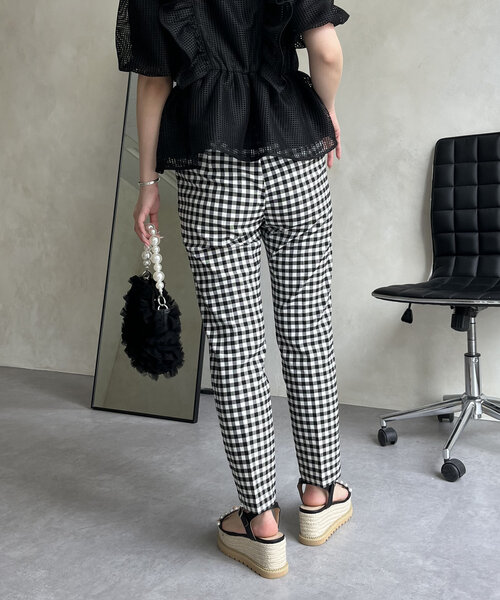 prose verse（プロズヴェール）の「スーパーストレッチギンガムスリムテーパードパンツ（その他パンツ・レディース・ブラック系その他・PL/PM/TM/TL/LARGE/MEDIUM）」の11枚目の写真