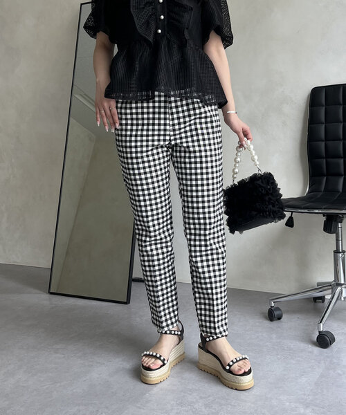 prose verse（プロズヴェール）の「スーパーストレッチギンガムスリムテーパードパンツ（その他パンツ・レディース・ブラック系その他・PL/PM/TM/TL/LARGE/MEDIUM）」の14枚目の写真