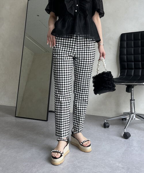 prose verse（プロズヴェール）の「スーパーストレッチギンガムスリムテーパードパンツ（その他パンツ・レディース・ブラック系その他・PL/PM/TM/TL/LARGE/MEDIUM）」の15枚目の写真