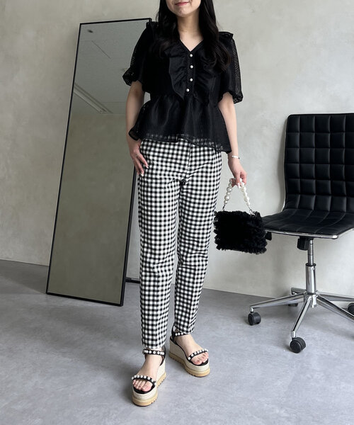 prose verse（プロズヴェール）の「スーパーストレッチギンガムスリムテーパードパンツ（その他パンツ・レディース・ブラック系その他・PL/PM/TM/TL/LARGE/MEDIUM）」の16枚目の写真