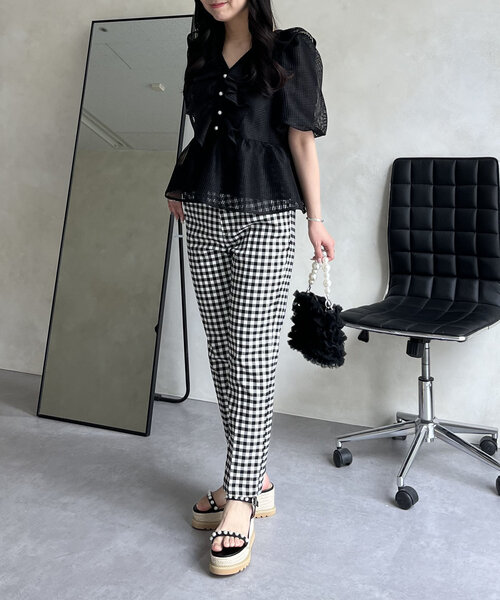 prose verse（プロズヴェール）の「スーパーストレッチギンガムスリムテーパードパンツ（その他パンツ・レディース・ブラック系その他・PL/PM/TM/TL/LARGE/MEDIUM）」の17枚目の写真