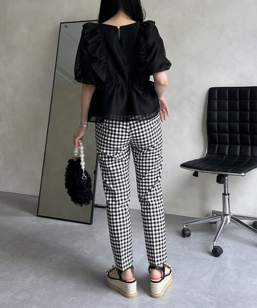 prose verse（プロズヴェール）の「スーパーストレッチギンガムスリムテーパードパンツ（その他パンツ・レディース・ブラック系その他・PL/PM/TM/TL/LARGE/MEDIUM）」の19枚目の写真