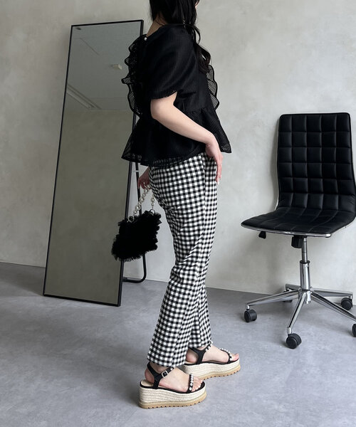 prose verse（プロズヴェール）の「スーパーストレッチギンガムスリムテーパードパンツ（その他パンツ・レディース・ブラック系その他・PL/PM/TM/TL/LARGE/MEDIUM）」の20枚目の写真