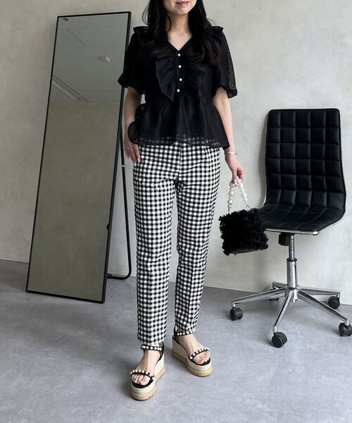 prose verse（プロズヴェール）の「スーパーストレッチギンガムスリムテーパードパンツ（その他パンツ・レディース・ブラック系その他・PL/PM/TM/TL/LARGE/MEDIUM）」の21枚目の写真