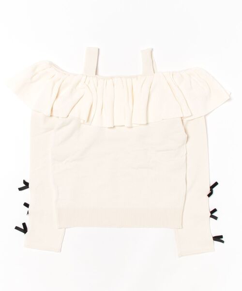 Ank Rouge(アンクルージュ)の「オフショルフリルニットTOPS(ニット/セーター・レディース・アイボリー/ピンク・M)」の3枚目の写真