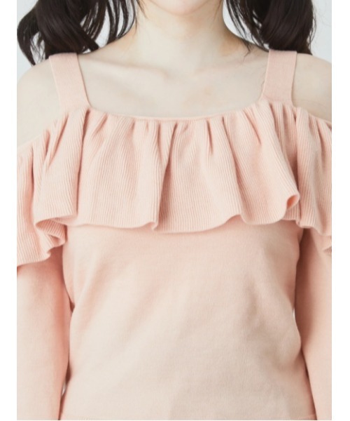 Ank Rouge(アンクルージュ)の「オフショルフリルニットTOPS(ニット/セーター・レディース・アイボリー/ピンク・M)」の7枚目の写真