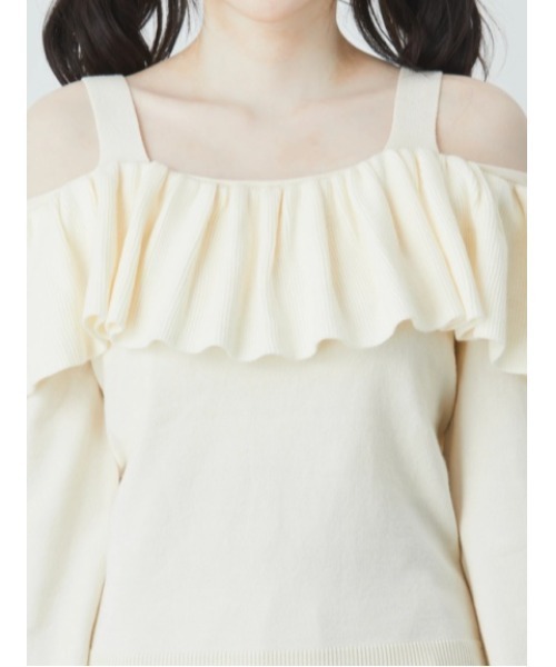 Ank Rouge(アンクルージュ)の「オフショルフリルニットTOPS(ニット/セーター・レディース・アイボリー/ピンク・M)」の9枚目の写真