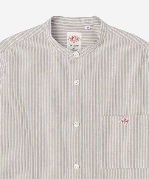 国内発送【DANTON】コットンリネン バンドカラーシャツ STRIPE DANTON | コットンリネン バンドカラーシャツ STRIPE MEN