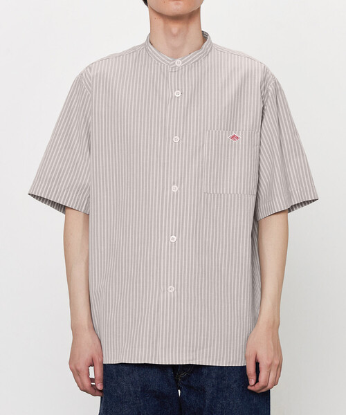 DANTON | コットンリネン バンドカラーシャツ STRIPE MEN