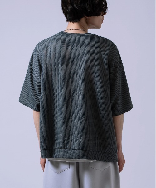 Crownor(クラウノアー)の「フロントジッパー サマーニット 半袖Tシャツ(Tシャツ/カットソー・メンズ・ブラック/グレー/ブルー・SMALL/MEDIUM/LARGE)」の17枚目の写真
