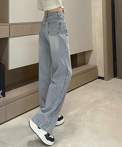 shoppinggo（ショッピングゴー）の「サイドラインデニムパンツ（デニムパンツ・レディース・ライトブルー/ブルー系その他2・M/L）」の16枚目の写真