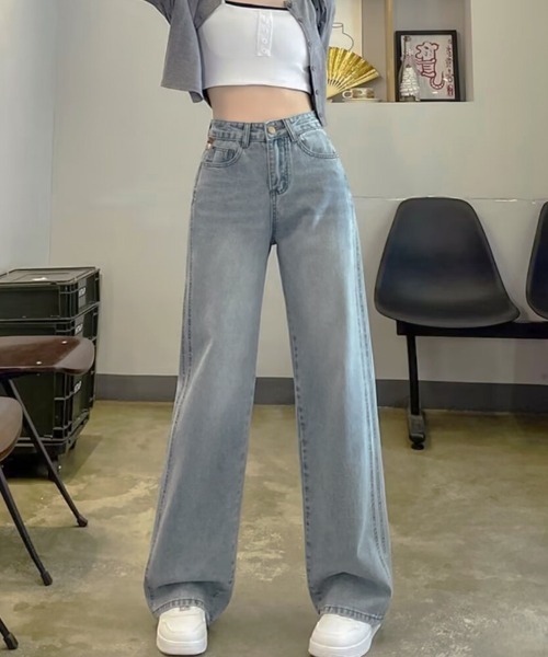 shoppinggo（ショッピングゴー）の「サイドラインデニムパンツ（デニムパンツ・レディース・ライトブルー/ブルー系その他2・M/L）」の15枚目の写真