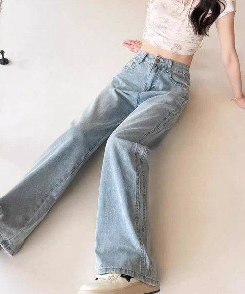 shoppinggo（ショッピングゴー）の「サイドラインデニムパンツ（デニムパンツ・レディース・ライトブルー/ブルー系その他2・M/L）」の13枚目の写真