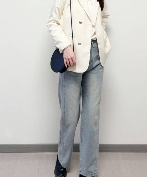 shoppinggo（ショッピングゴー）の「サイドラインデニムパンツ（デニムパンツ・レディース・ライトブルー/ブルー系その他2・M/L）」の7枚目の写真