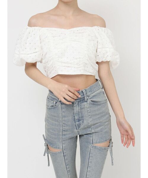 RESEXXY（リゼクシー）の「コットンレースパフブラウス（シャツ/ブラウス・レディース・ホワイト/ブラック/レッド・FREE）」の4枚目の写真