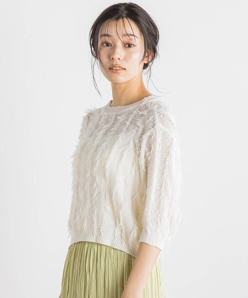 Droite lautreamont(ドロワットロートレアモン)の「フリンジニットプルオーバー≪手洗い可能≫(ニット/セーター・レディース・オフホワイト・M)」の8枚目の写真