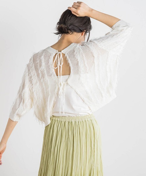 Droite lautreamont(ドロワットロートレアモン)の「フリンジニットプルオーバー≪手洗い可能≫(ニット/セーター・レディース・オフホワイト・M)」の6枚目の写真