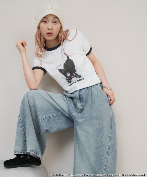 forksy.(フォルクシー)の「【forksy.】【THE SATURDAY EVENING POST】別注 グラフィックDOGリンガー半袖Tシャツ(Tシャツ/カットソー・レディース・グレイッシュベージュ/杢グレー/オフホワイト・FREE)」の14枚目の写真