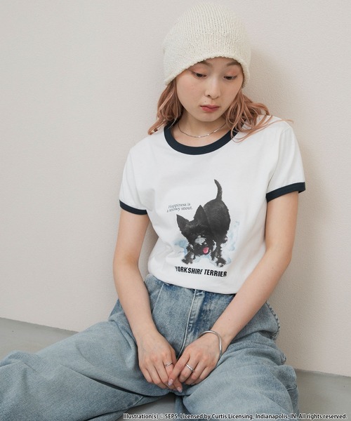 forksy.(フォルクシー)の「【forksy.】【THE SATURDAY EVENING POST】別注 グラフィックDOGリンガー半袖Tシャツ(Tシャツ/カットソー・レディース・グレイッシュベージュ/杢グレー/オフホワイト・FREE)」の15枚目の写真