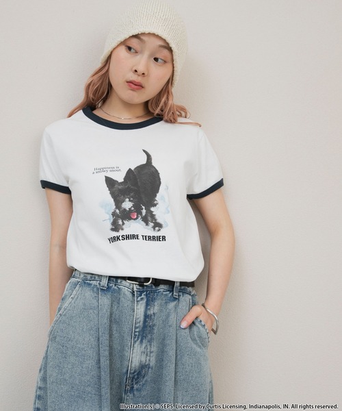 forksy.(フォルクシー)の「【forksy.】【THE SATURDAY EVENING POST】別注 グラフィックDOGリンガー半袖Tシャツ(Tシャツ/カットソー・レディース・グレイッシュベージュ/杢グレー/オフホワイト・FREE)」の16枚目の写真