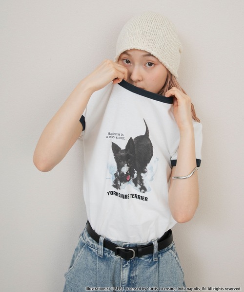 forksy.(フォルクシー)の「【forksy.】【THE SATURDAY EVENING POST】別注 グラフィックDOGリンガー半袖Tシャツ(Tシャツ/カットソー・レディース・グレイッシュベージュ/杢グレー/オフホワイト・FREE)」の17枚目の写真
