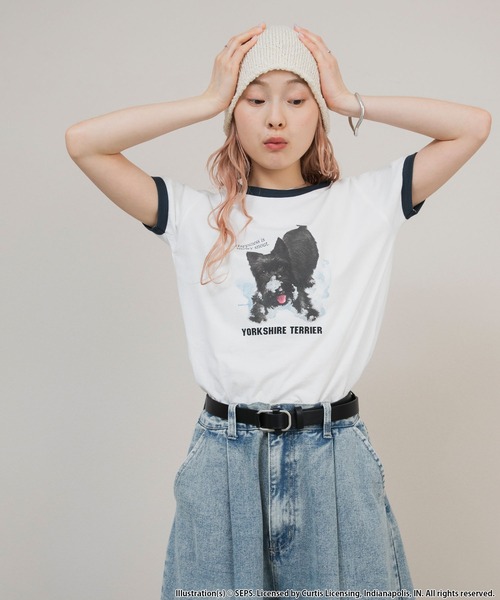 forksy.(フォルクシー)の「【forksy.】【THE SATURDAY EVENING POST】別注 グラフィックDOGリンガー半袖Tシャツ(Tシャツ/カットソー・レディース・グレイッシュベージュ/杢グレー/オフホワイト・FREE)」の19枚目の写真