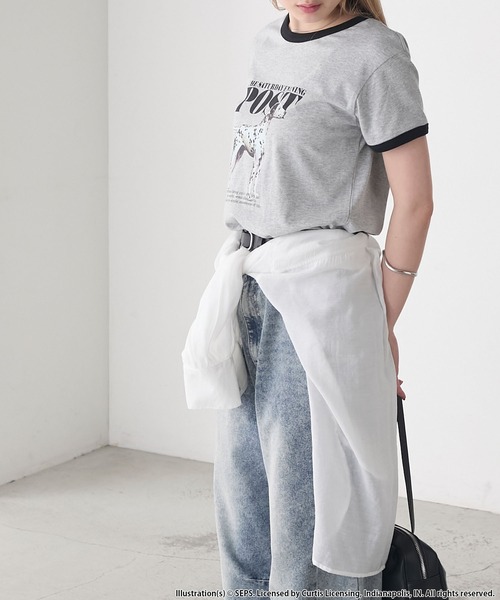 【ほぼ未使用】Flocky mesh long teeグレー ラメフライス刺繍ロングTシャツ(Tシャツ)｜トップス｜FRAY I.D（フレイ