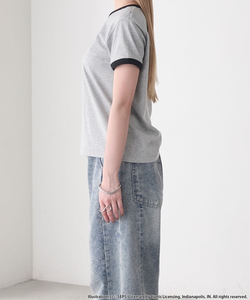 forksy.(フォルクシー)の「【forksy.】【THE SATURDAY EVENING POST】別注 グラフィックDOGリンガー半袖Tシャツ(Tシャツ/カットソー・レディース・グレイッシュベージュ/杢グレー/オフホワイト・FREE)」の10枚目の写真