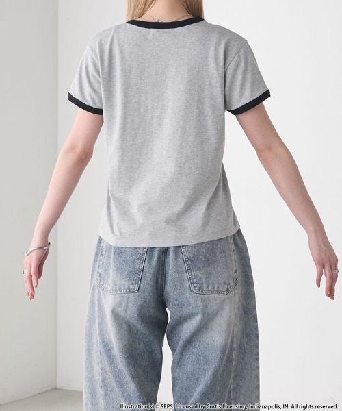 forksy.(フォルクシー)の「【forksy.】【THE SATURDAY EVENING POST】別注 グラフィックDOGリンガー半袖Tシャツ(Tシャツ/カットソー・レディース・グレイッシュベージュ/杢グレー/オフホワイト・FREE)」の11枚目の写真