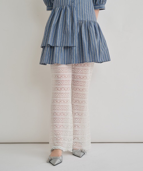 Ambre Neige(アンブルネージュ)の「lace flare pants / レースフレアパンツ(その他パンツ・レディース・ブラック/オフホワイト・FREE)」の6枚目の写真
