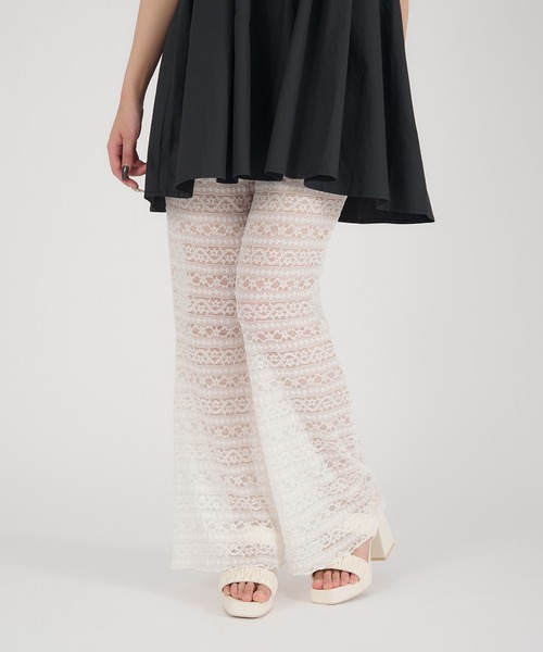 Ambre Neige(アンブルネージュ)の「lace flare pants / レースフレアパンツ(その他パンツ・レディース・ブラック/オフホワイト・FREE)」の12枚目の写真