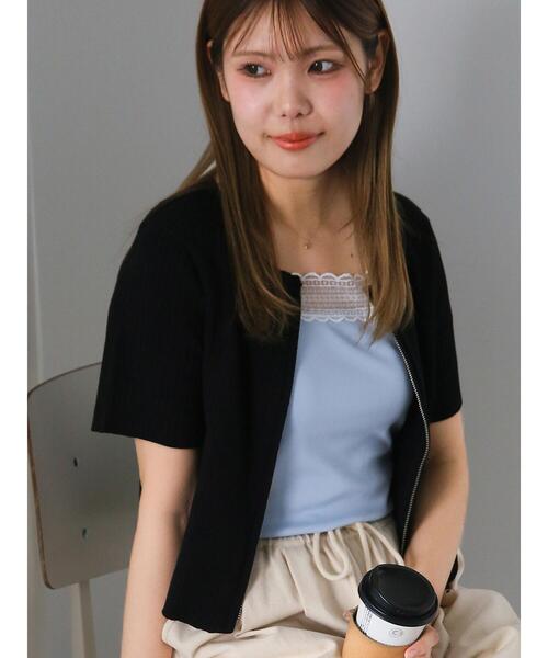 ehka sopo（エヘカソポ）の「前後2WAYレース付きタンクトップ（タンクトップ・レディース・サックスブルー/ライトベージュ/ブラック/オフホワイト・F）」の15枚目の写真