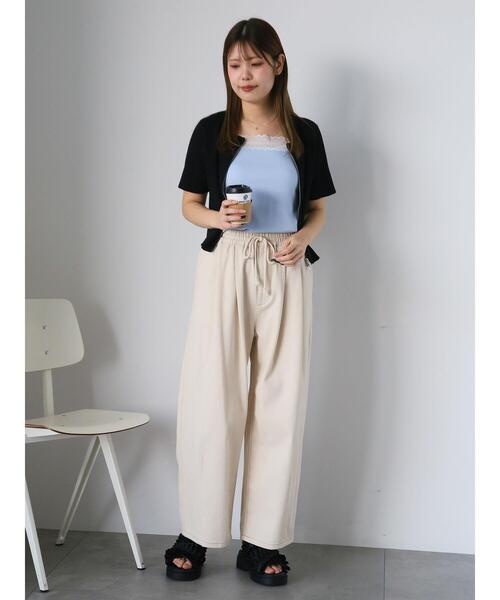 ehka sopo（エヘカソポ）の「前後2WAYレース付きタンクトップ（タンクトップ・レディース・サックスブルー/ライトベージュ/ブラック/オフホワイト・F）」の17枚目の写真